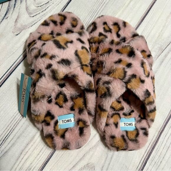 NIB! Toms Susie Spanish Villa Faux Fur Cheetah Slip On Slippers Slides Size 8 - Picture 2 of 8